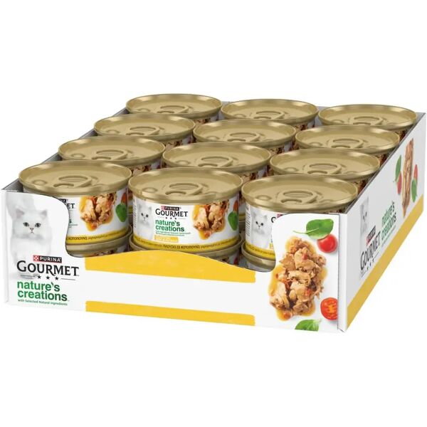 gourmet nature's creations cat lattina multipack 24x85g pollo e spinaci