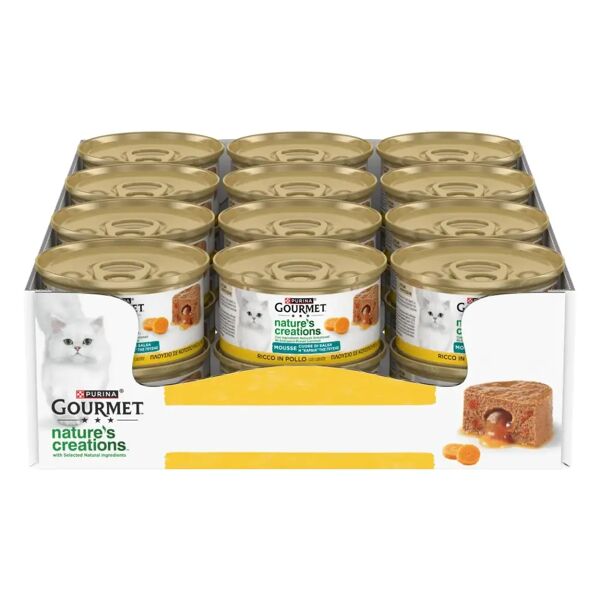 gourmet nature's creations mousse cat lattina multipack 24x85g pollo con carote