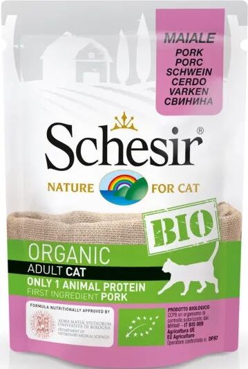 schesir cat bio busta multipack 16x85g maiale