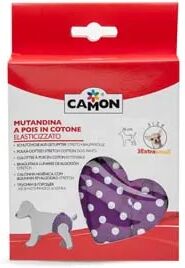 camon mutandina pois con fiocco viola per cane in calore tg.0