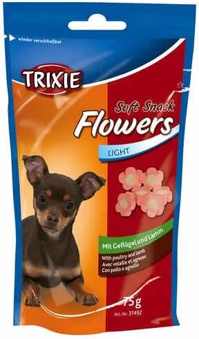 trixie cane snack soft flowers pollo e agnello 75g