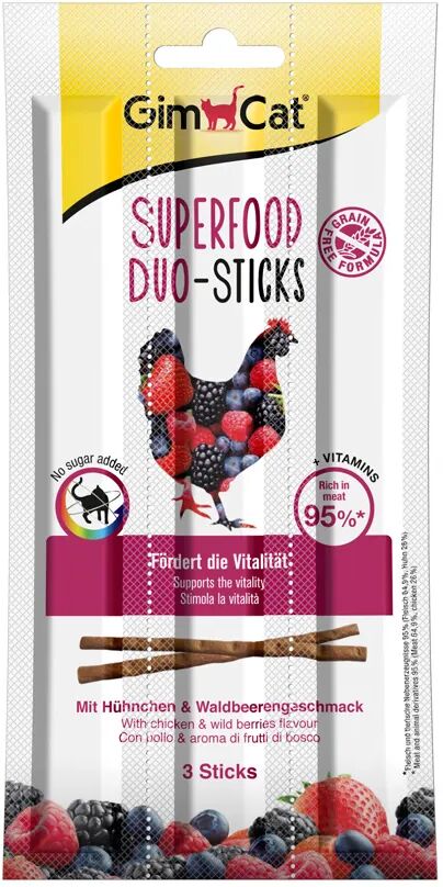 gimcat superfood duo sticks pollo e frutti di bosco 3x5g