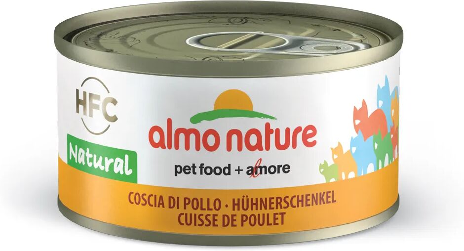 almo nature hfc natural cat lattina multipack 24x70g coscia di pollo