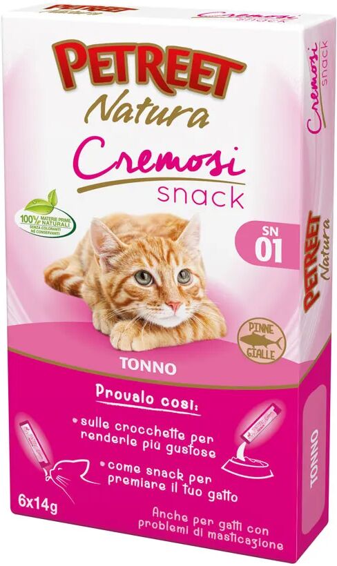 petreet gatto snack cremosi con tonno 6x14g