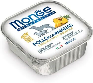 monge monoprotein dog vaschetta multipack 24x150g pollo con ananas