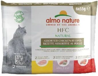 almo nature hfc natural cat busta multipack 6x55g pollo