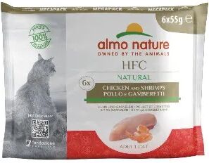 almo nature hfc cat busta multipack 6x55g pollo e gamberetti