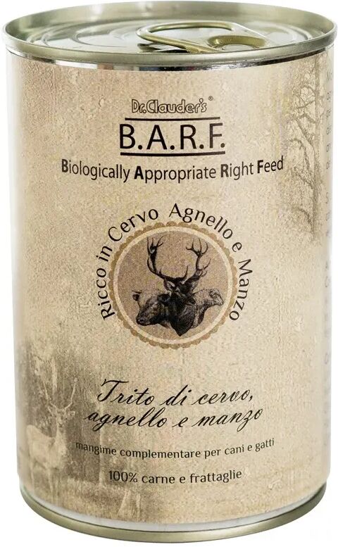 drclauders barf dr.clauder's b.a.r.f. dog lattina 400g cervo agnello e manzo