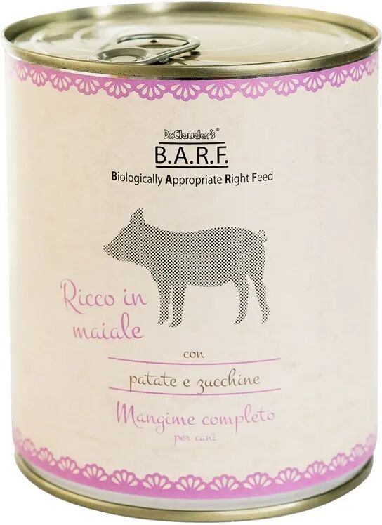 drclauders barf dr.clauder's b.a.r.f. mangine completo dog lattina 800g maiale con patate e zucchine