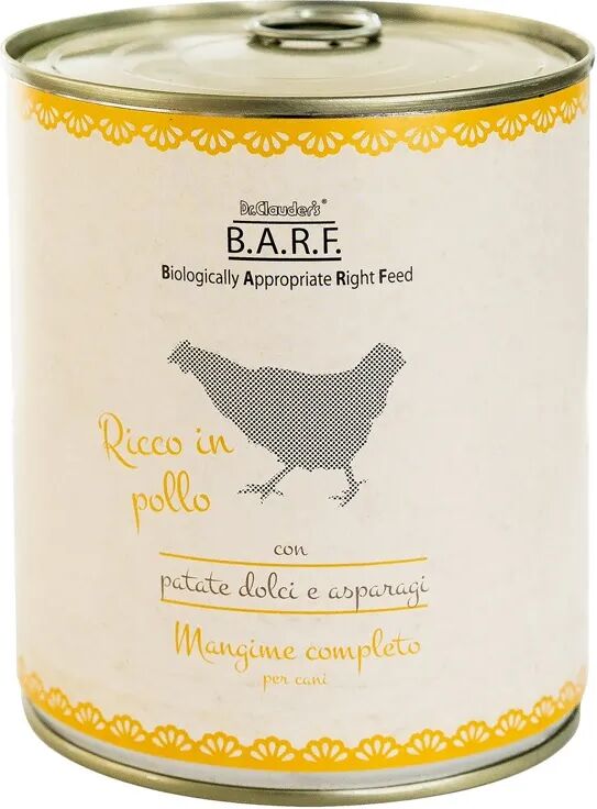 drclauders barf dr.clauder's b.a.r.f. mangine completo dog lattina 800g pollo con patati dolci e asparagi