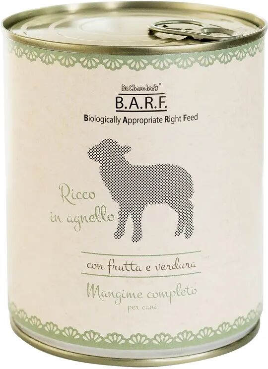 drclauders barf dr.clauder's b.a.r.f. mangine completo dog lattina 800g agnello con frutta e verdura