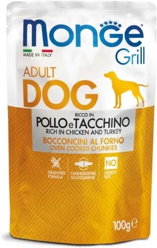 monge grill dog busta multipack 24x100g pollo e tacchino