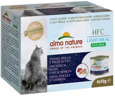 almo nature hfc light meal natural cat lattina multipack 4x50g tonno pollo e prosciutto