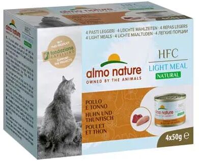 almo nature hfc light meal natural cat lattina multipack 4x50g pollo e tonno