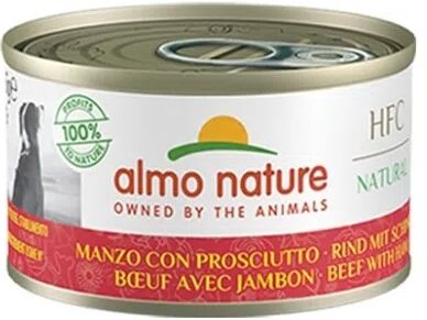 almo nature hfc natural dog lattina multipack 24x95g manzo e prosciutto