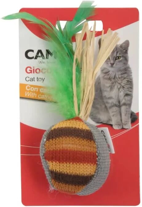 camon palla con piume per gatto 1 pz