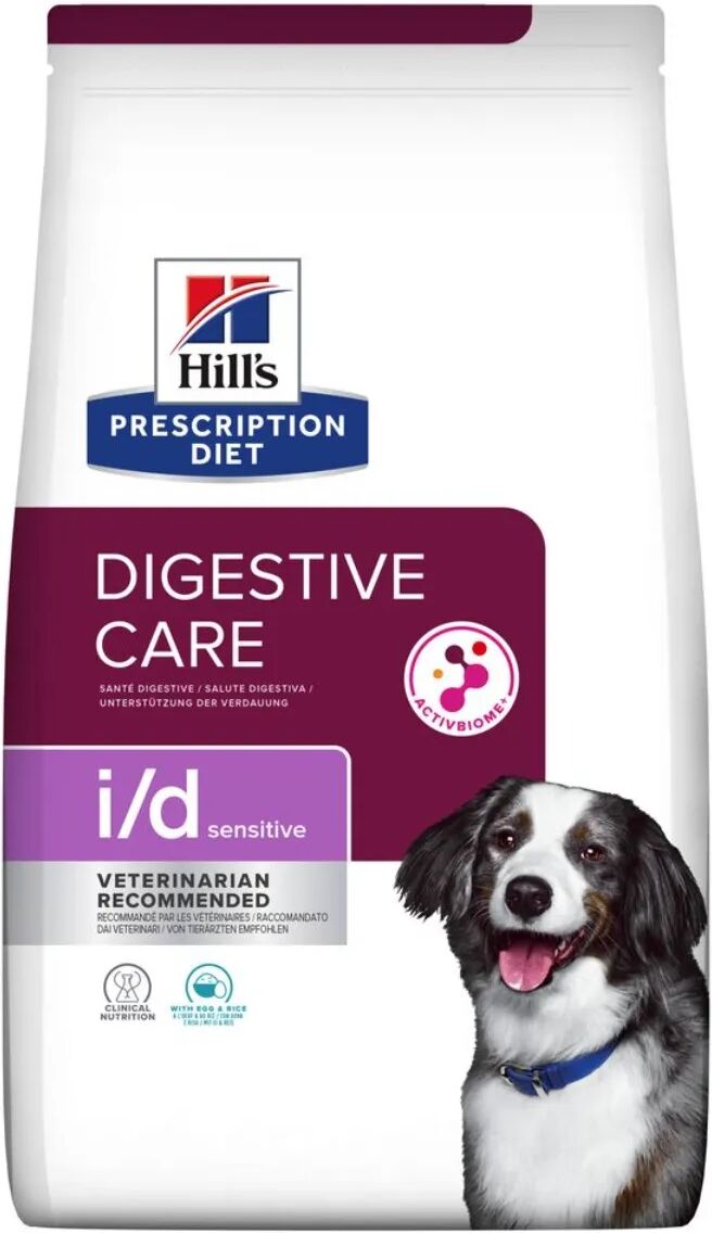 hills hill's prescription diet i/d digestive care sensitive alimento secco per cani con uova e riso 12kg