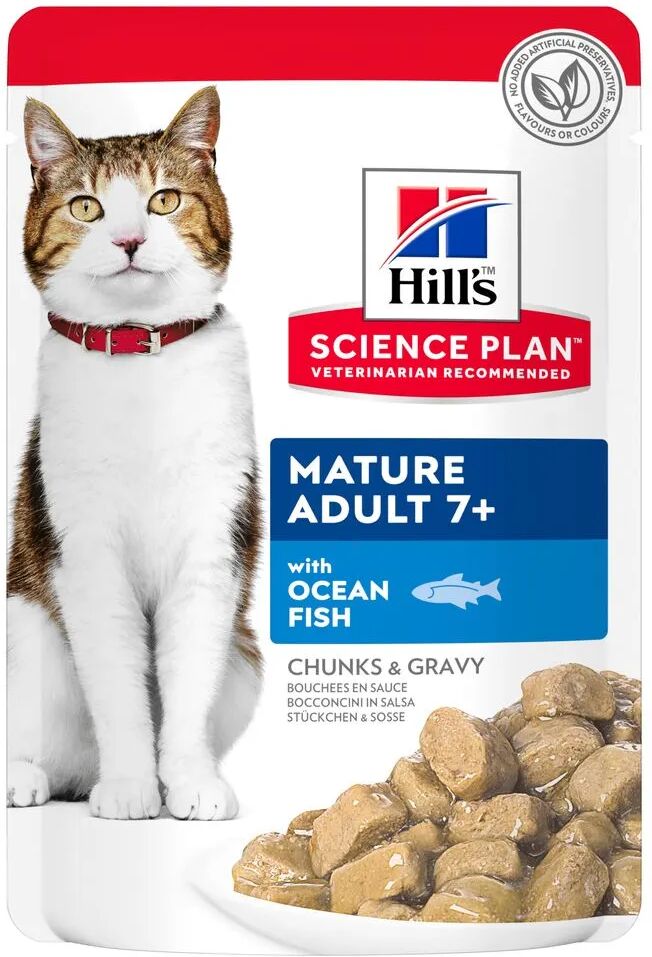 hills hill's science plan mature adult 7+ alimento per gatti busta multipack 12x85g pesce oceanico