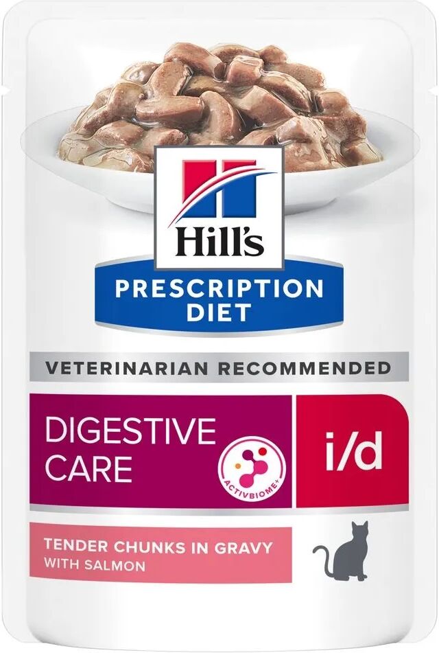 hills hill's prescription diet i/d digestive care alimento umido per gatti con salmone 85g