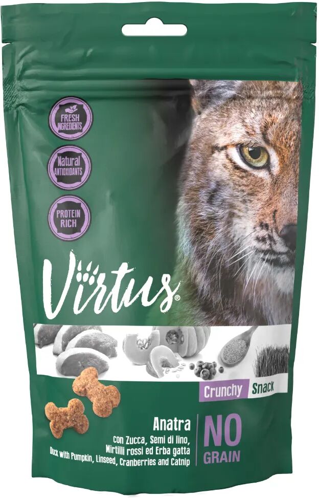 virtus cat crunchy snack con anatra e mirtilli 50g 50g