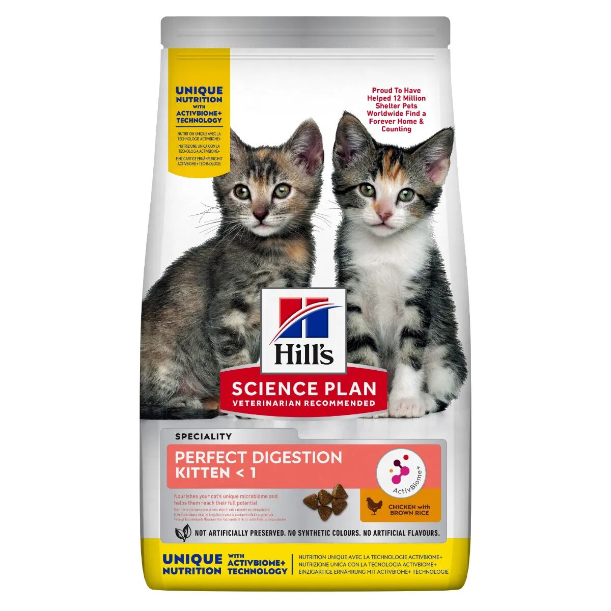 hills hill's science plan perfect digestion kitten alimento secco per gattini al pollo con riso integrale 1.5kg