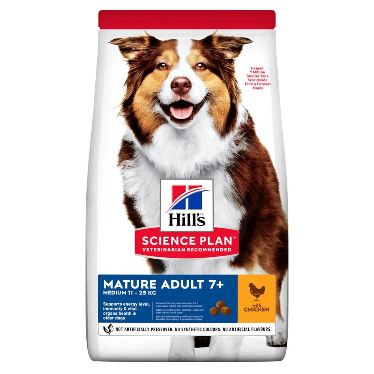 hills hill's science plan medium mature adult 7+ alimento per cani con pollo 14kg