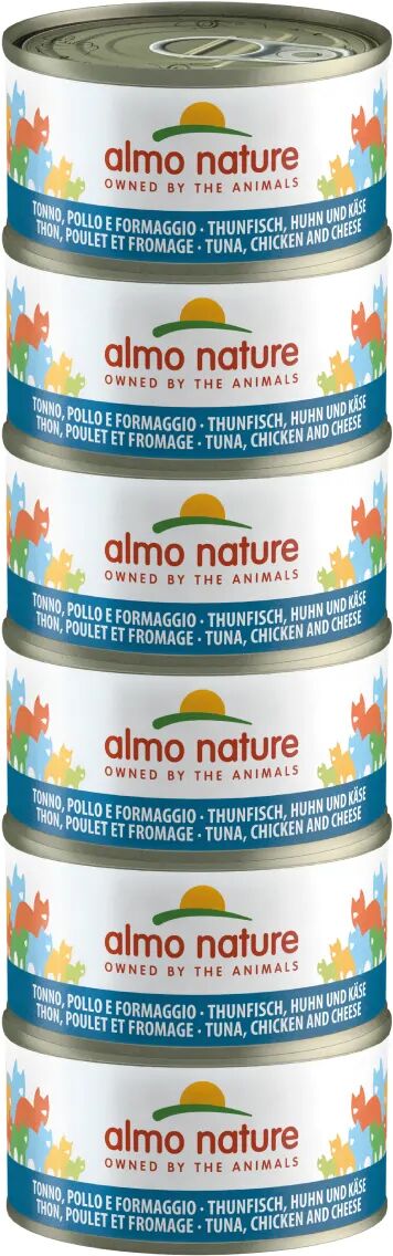 almo nature cat lattina multipack 6x70g tonno pollo e formaggio