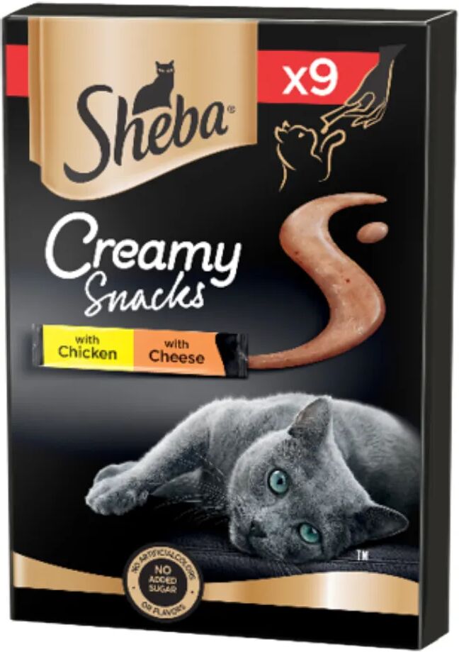 sheba snack gatto creamy snack pollo e formaggio 9pz 9x12g