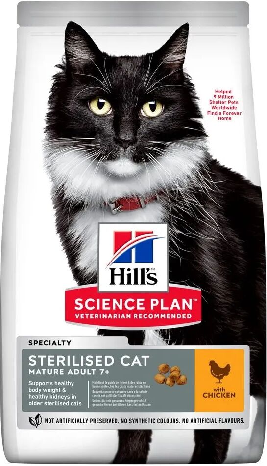 hills hill's science plan mature sterilised alimento secco per gatti al pollo 10kg