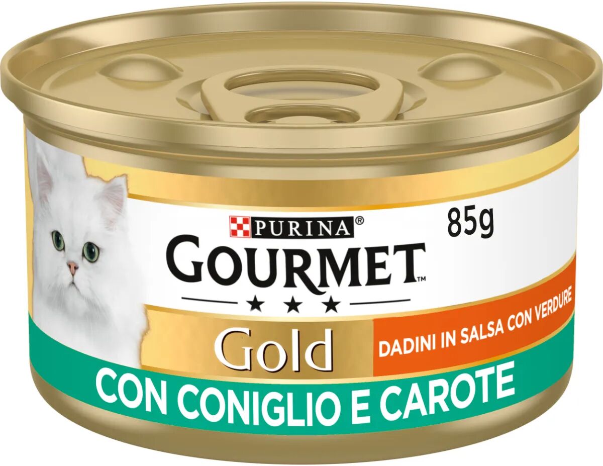 gourmet gold dadini in salsa con verdure cat lattina multipack 24x85g coniglio e carote