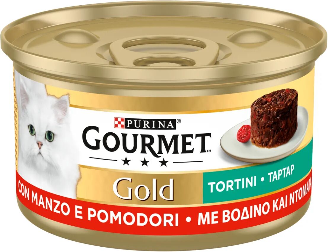 gourmet gold tortini cat lattina multipack 24x85g manzo e pomodoro