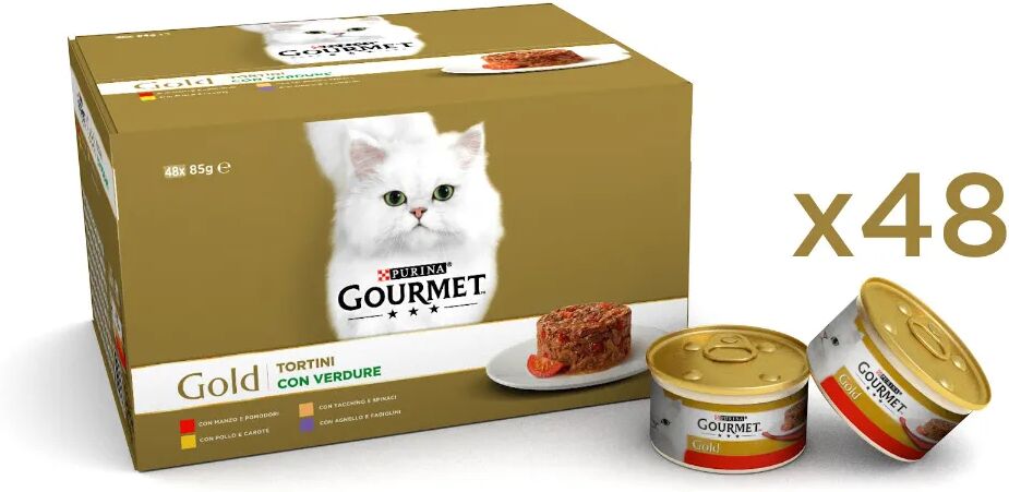 gourmet gold tortini con verdure cat lattina multipack 48x85g mix carne