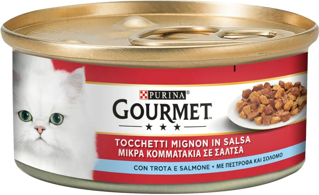 gourmet trancetti in gelée cat lattina multipack 24x195g trota e salmone