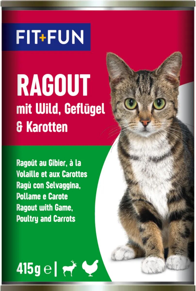 fit and fun fit+fun cat ragout lattina 415g selvaggina pollame e carote