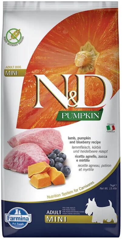 n&d pumpkin adult mini agnello mirtillo 7kg