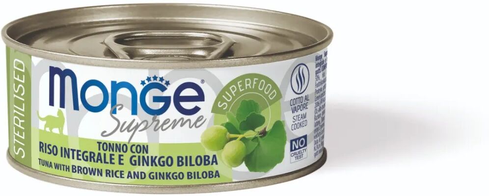 monge supreme cat sterilised lattina multipack 24x80g tonno con riso e ginkgo