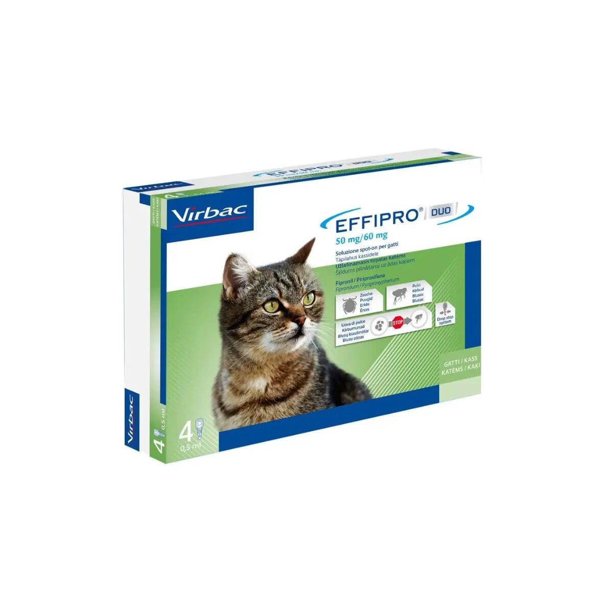 virbac effipro duo antiparassitario spot on gatto 4 pipette