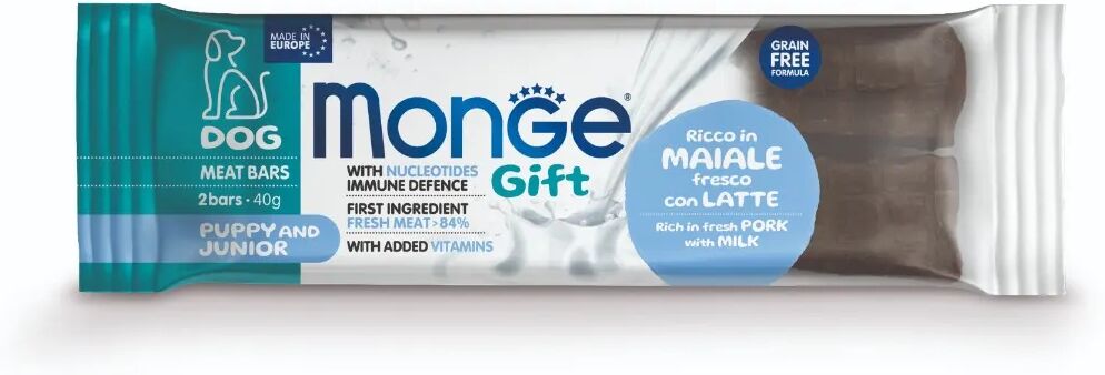 monge gift meat bars junior con maiale e latte 2pz