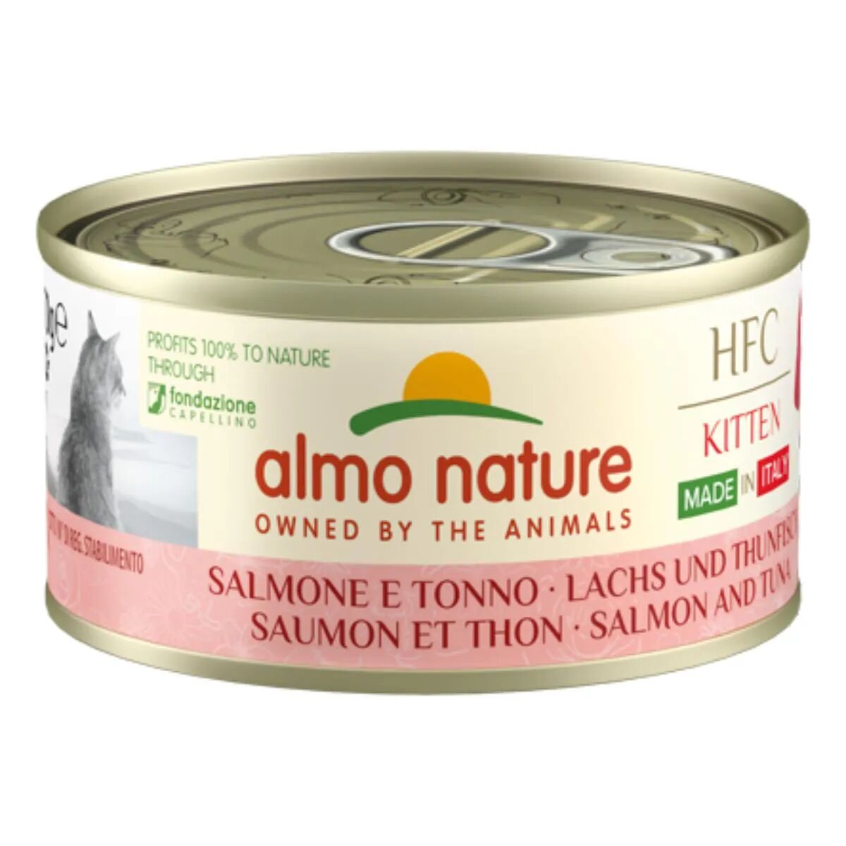 almo nature hfc kitten made in italy lattina multipack 24x70g salmone e tonno