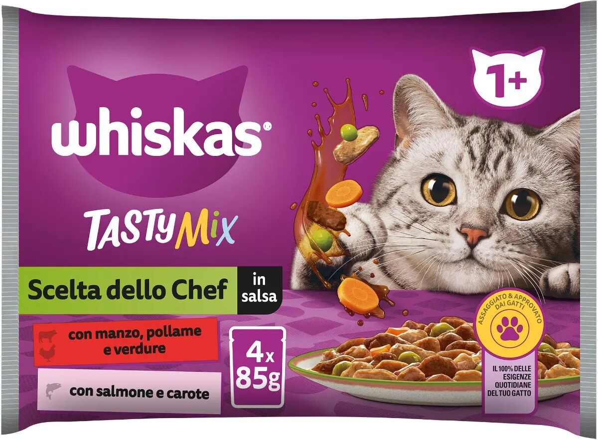 whiskas tasty mix cat busta multipack 4x85g mix carne e pesce