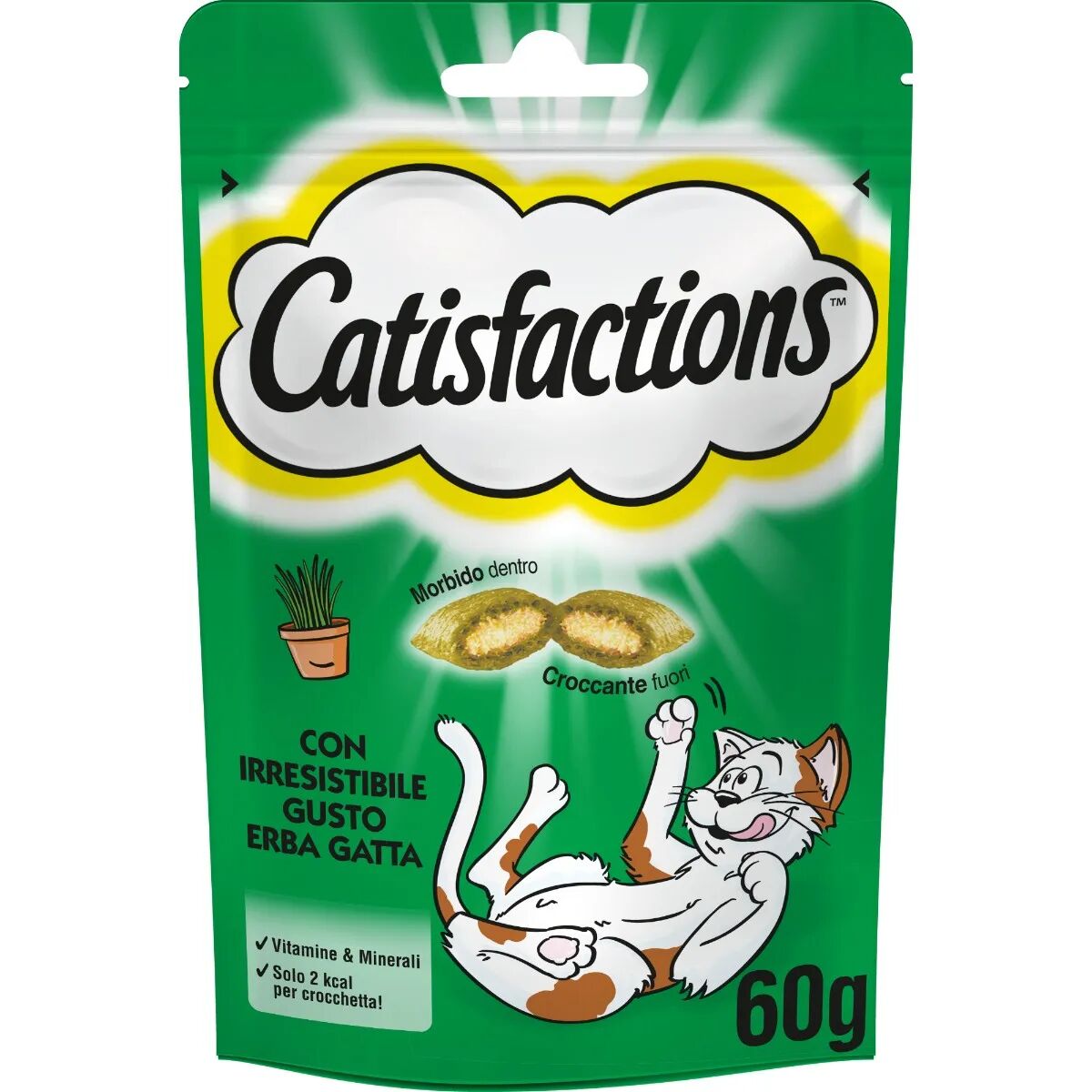 catisfactions snack per gatto con + erba gatta 60g