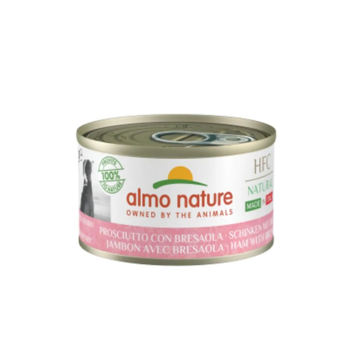 almo nature hfc made in italy dog lattina multipack 24x95g prosciutto con bresaola