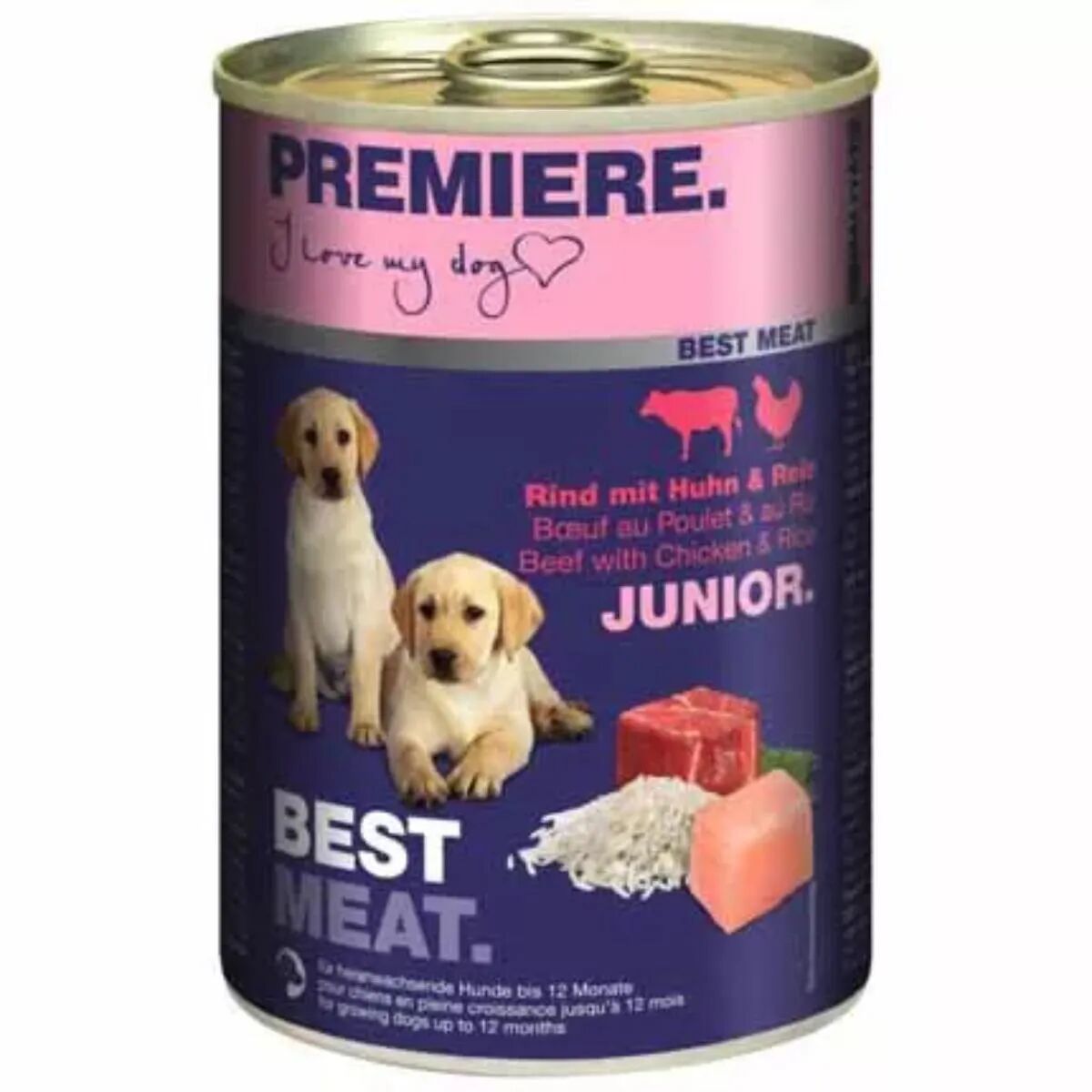 premiere best meat puppy lattina 400g manzo con pollo e riso