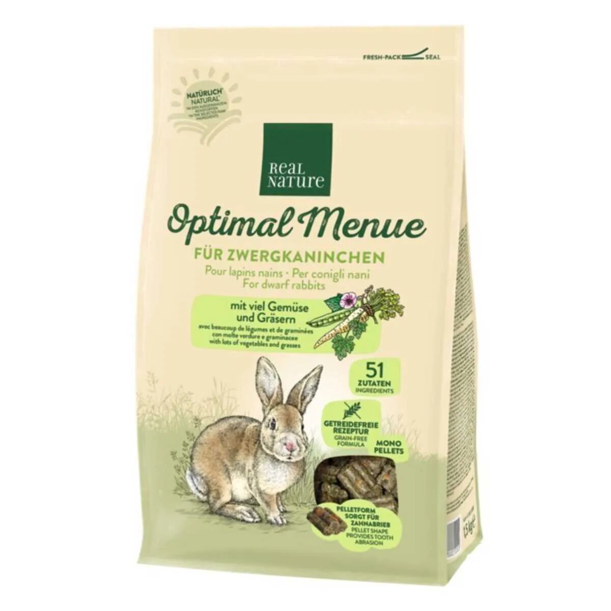 real nature mangime per coniglio nano optimal menu 1.5kg