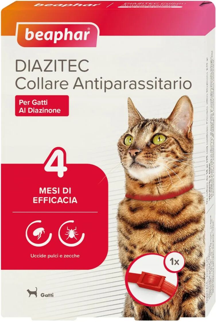 beaphar diazitec collare antiparassitario per gatto rosso 35cm