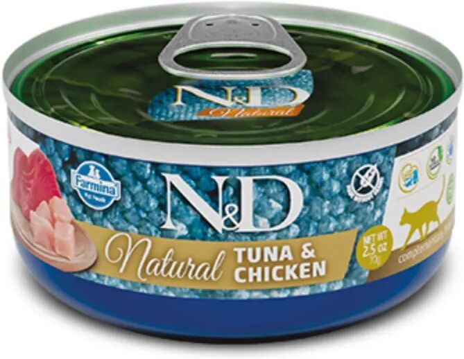 n&d natural cat lattina multipack 30x70g tonno con pollo