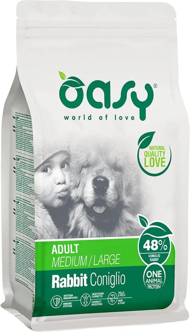 oasy dry dog one adult medium large coniglio 12kg