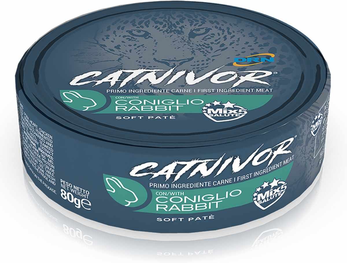 catnivor cat lattina multipack 24x80g coniglio