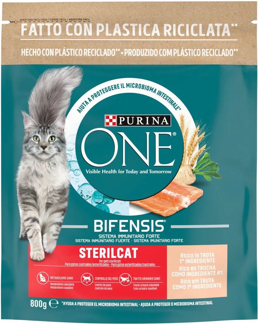 purina one bifensis sterilcat crocchette gatti trota e frumento 800g