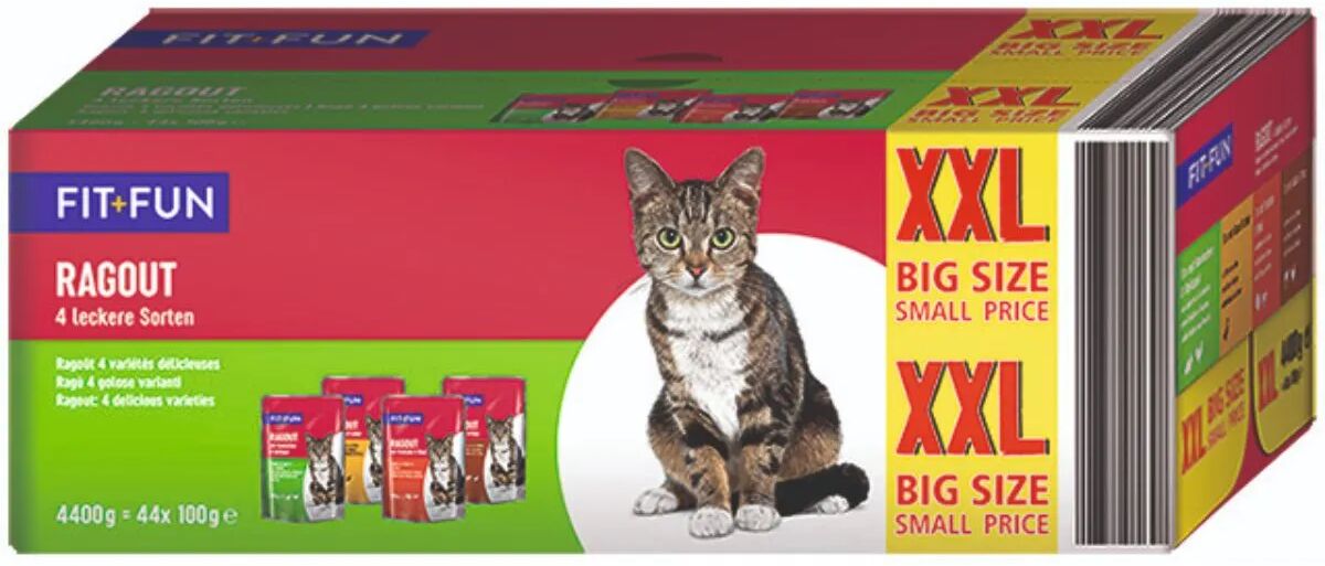 fit and fun fit+fun cat ragout busta multipack 44x100g mix carne